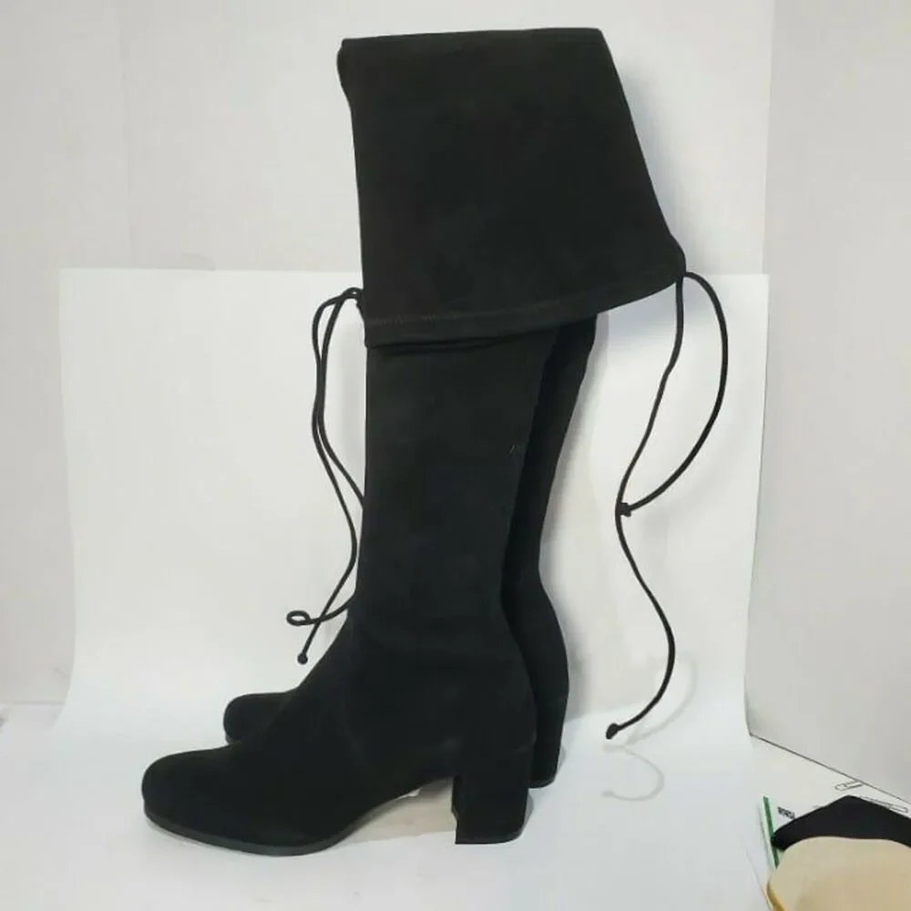 Stuart Weitzman women OTK boots Hinterland black suede heel sz 8.5 new